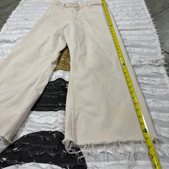 Zara Womens Beige Rise High Jeans Sz 10 The Marine Straight Casual Preppy Comfy - Picture 9 of 11